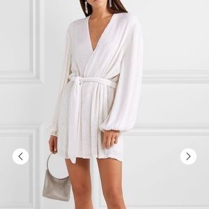Retrofete Gabrielle white sequin mini robe dress